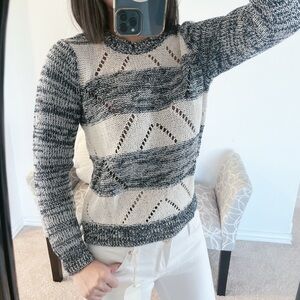 Banana Republic Black and Cream Crew Neck Sweater